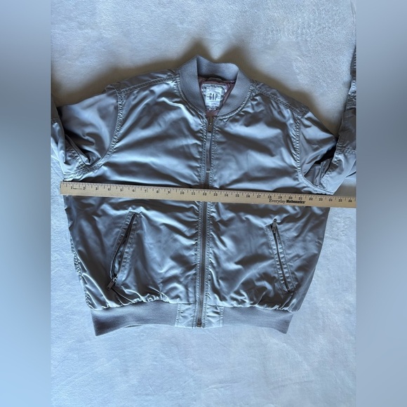GAP Silver Grey Bomber Jacket  Size M - Picture 8 of 13